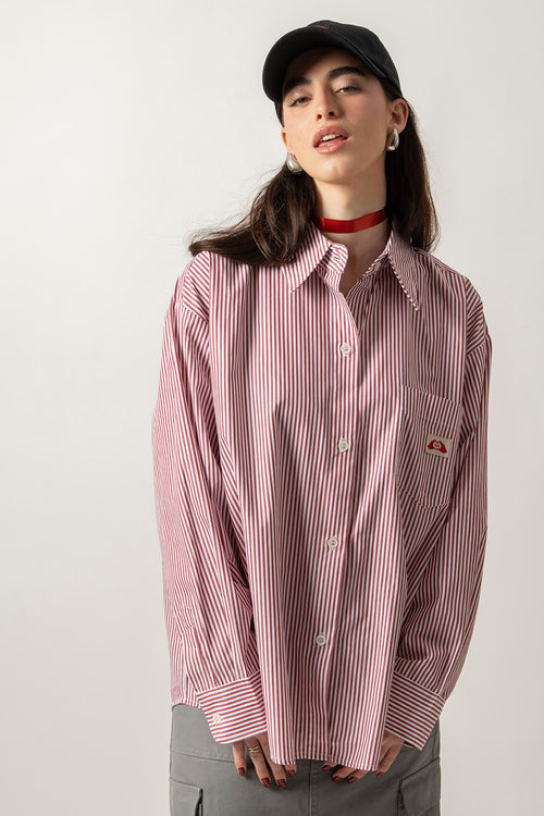 Camisa Stripe Hand Heart Kao Ivory/Red