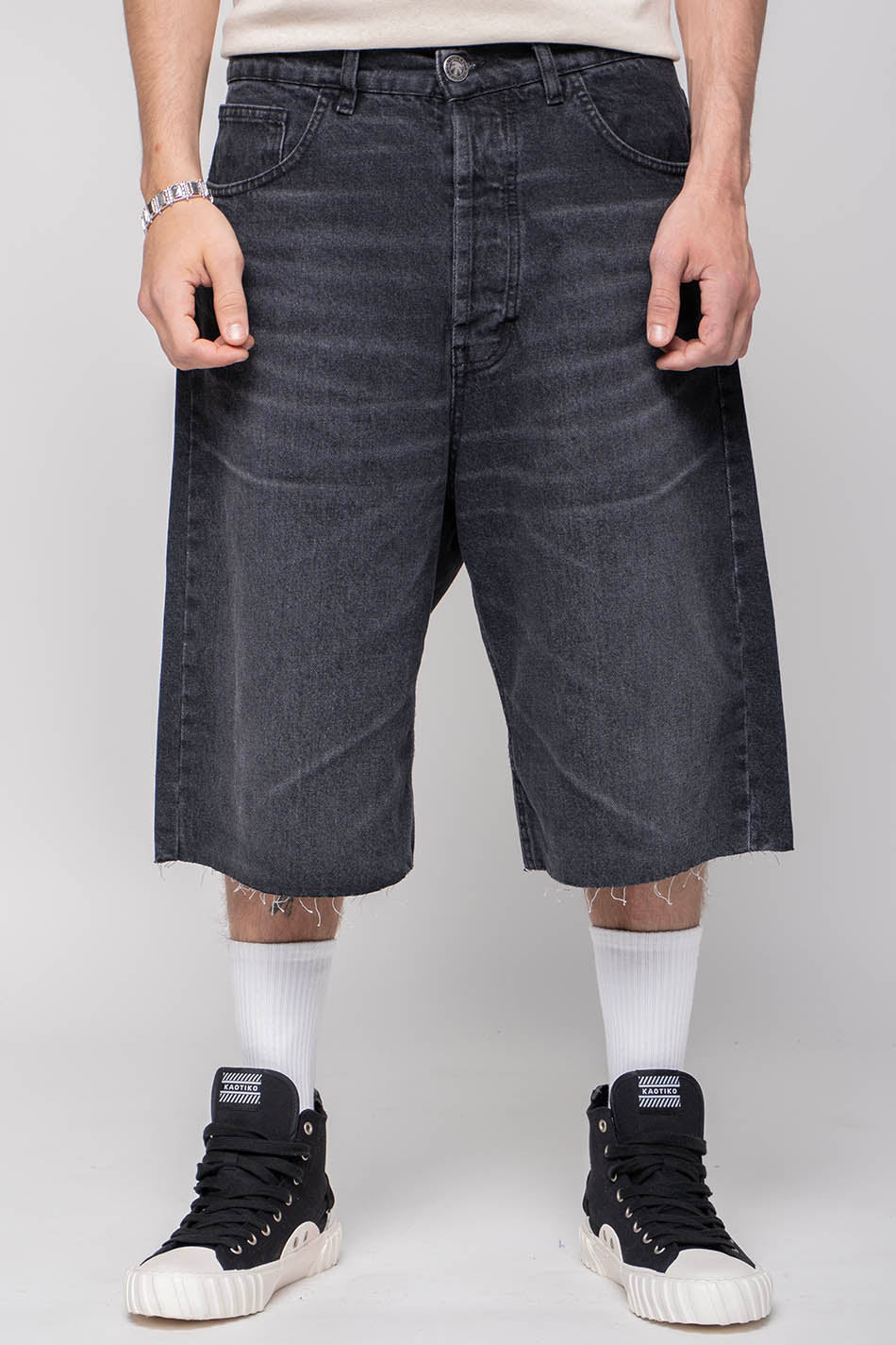  Loose Baggy Denim Black Short