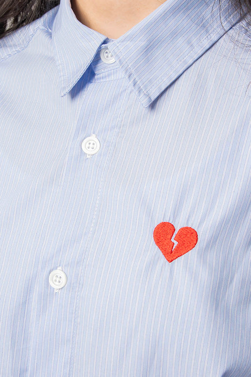 Camisa Loui Heart Blue/ White Stripes