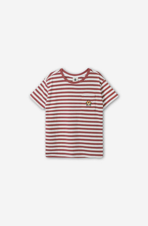 Burgundy Heart Striped T-shirt