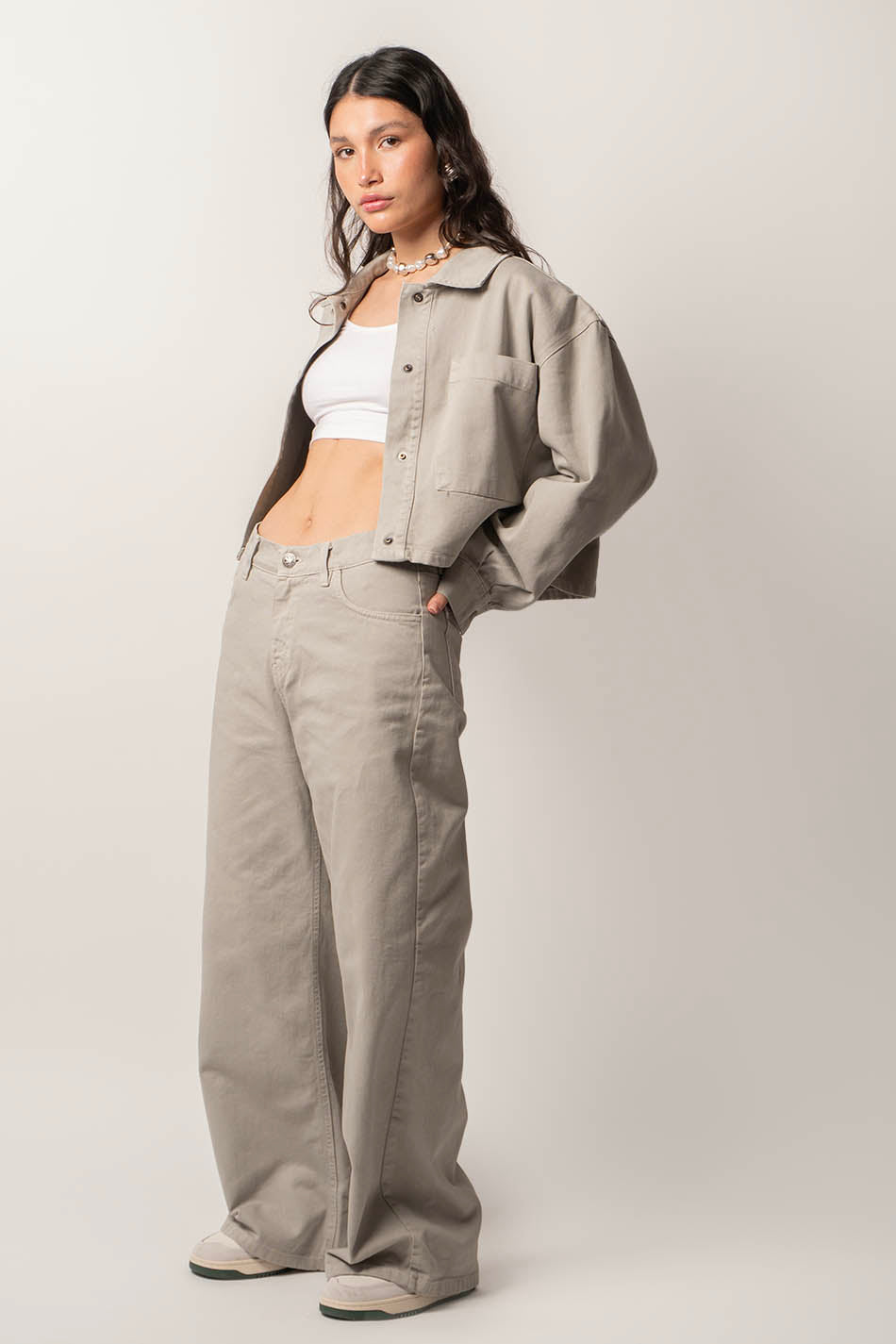 Pantalon baggy oversize en pierre