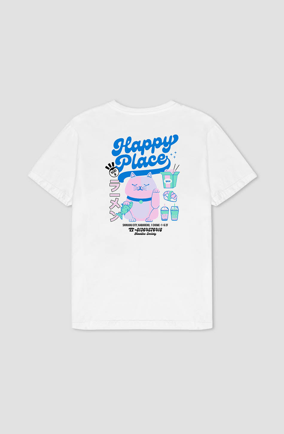 T-shirt blanc Washed Happy Place