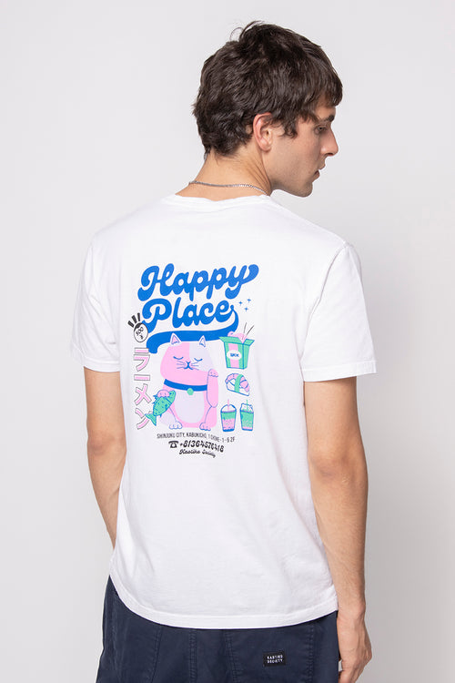 T-shirt blanc Washed Happy Place