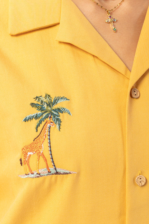 Mustard Palm Safari Shirt