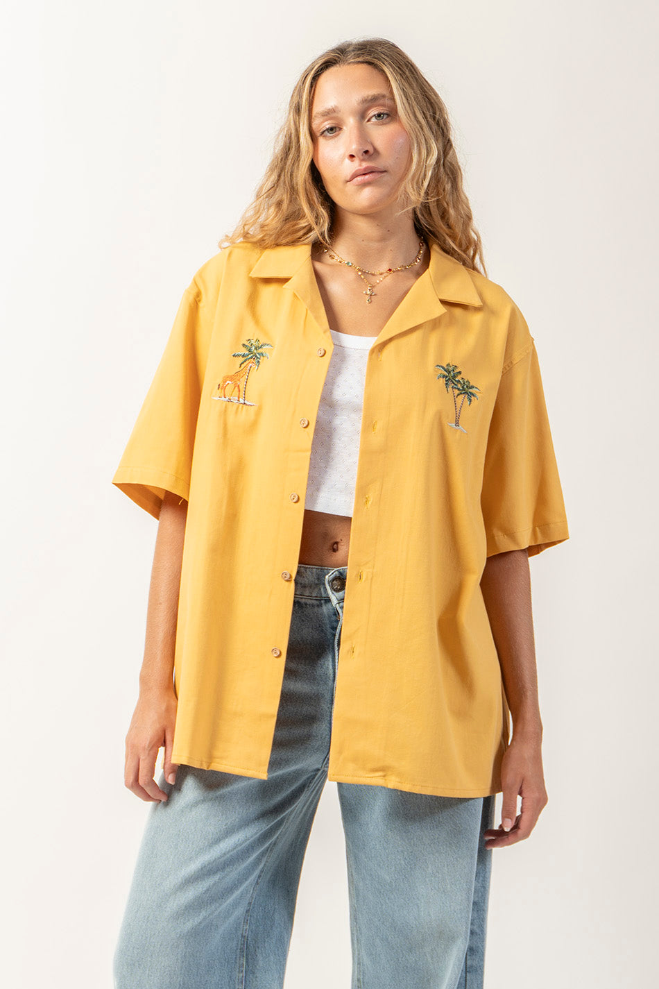 Mustard Palm Safari Shirt