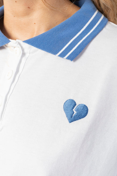 White Broken Heart Polo Shirt