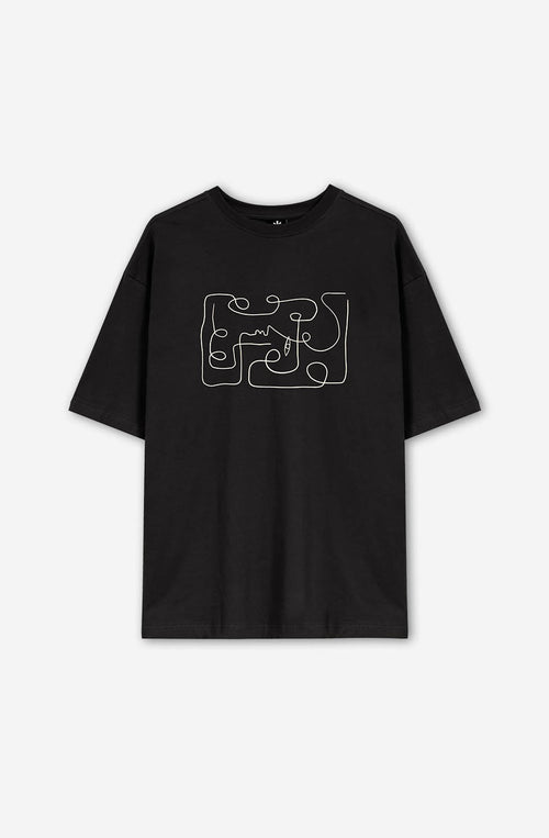 Black Abstract Face T-shirt