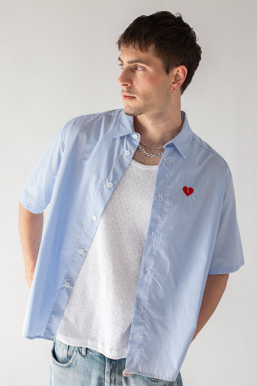 Loui Heart Blue/White Stripes Shirt