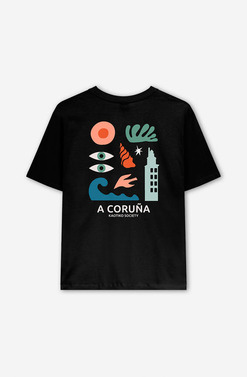 Gewaschenes schwarzes T-Shirt aus A Coruña