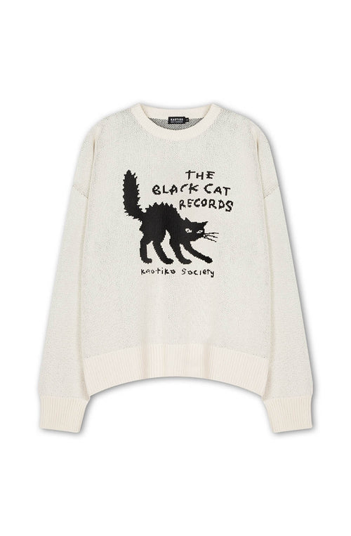 Der elfenbeinfarbene Pullover von Black Cat Records