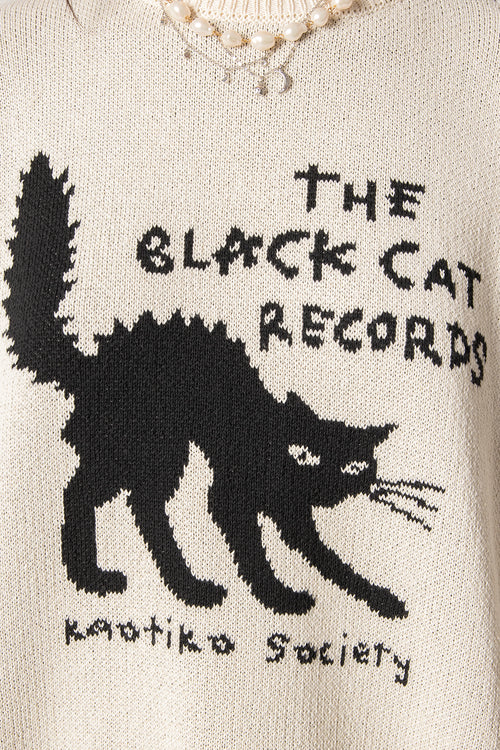 The Black Cat Records Ivory Sweater