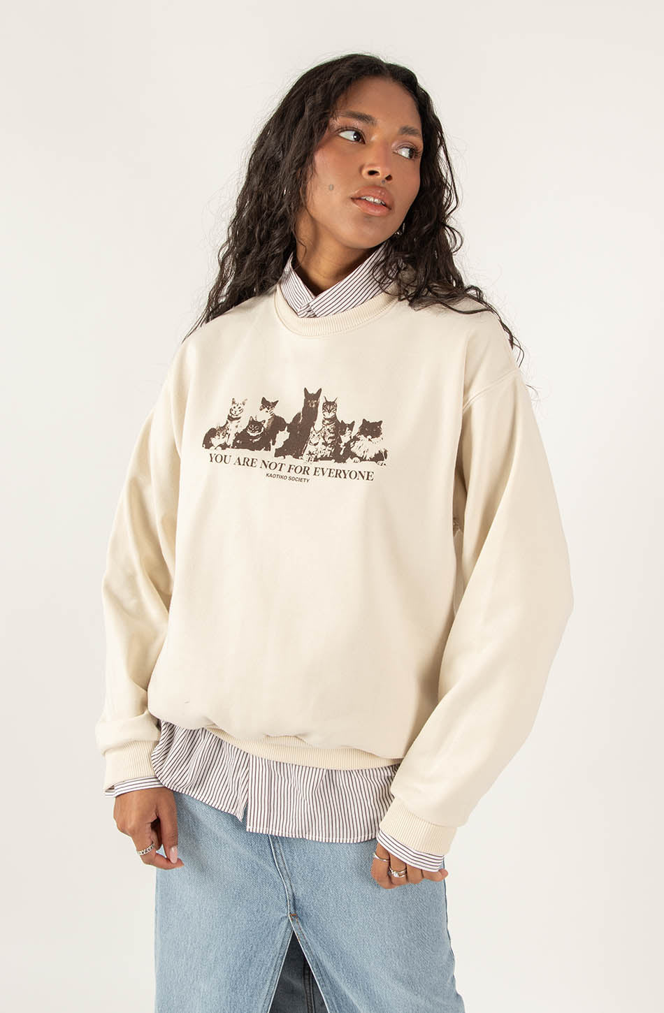 Washed Cat Family Bone Sweatshirt