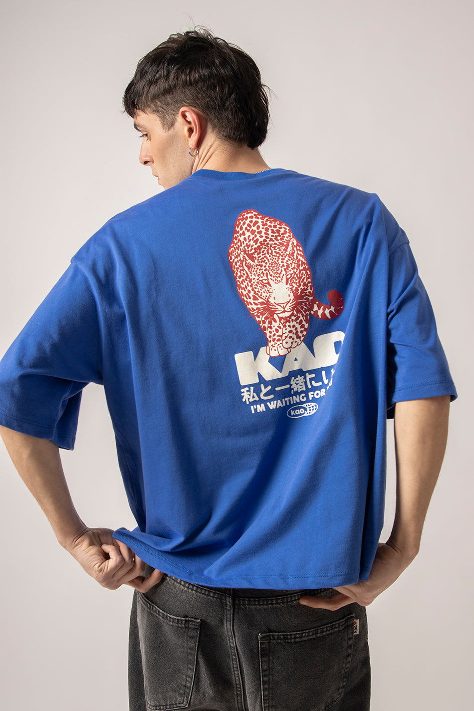 Kurzes „Waiting For You“-Royal-T-Shirt