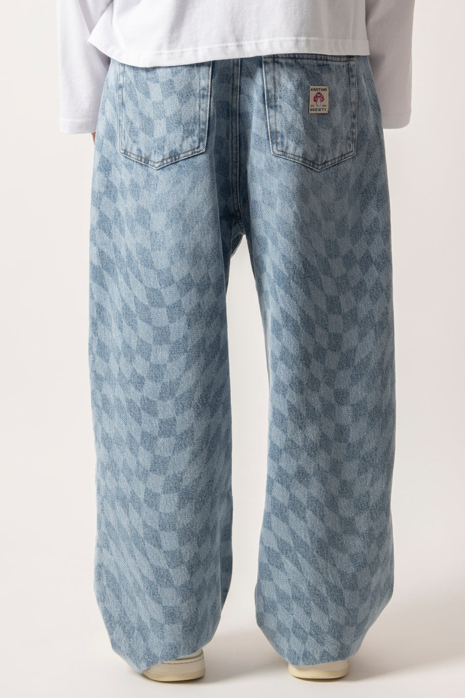 Pantalon en jean à carreaux laser