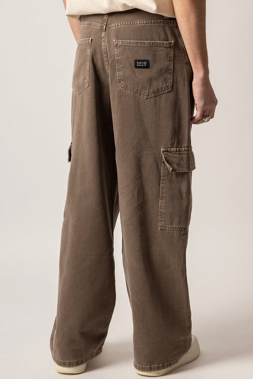 Pantalón Cargo Loose Washed Brown