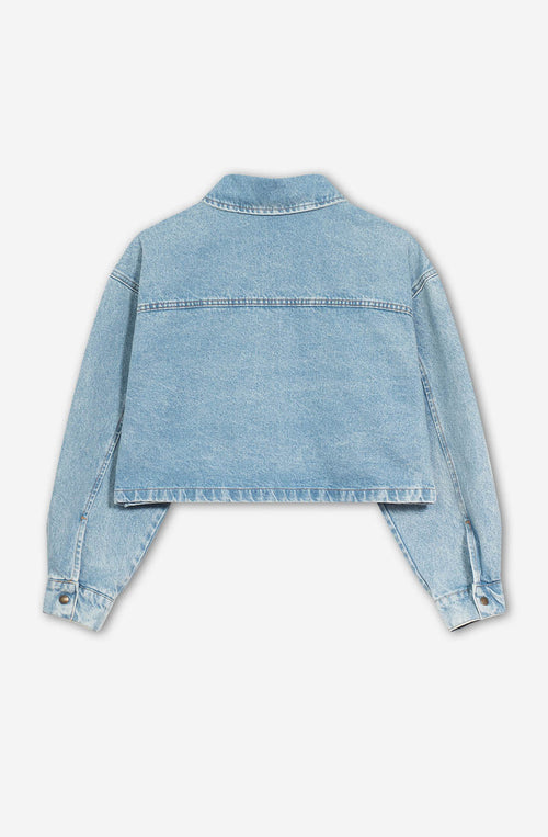 Veste en jean délavé à poches