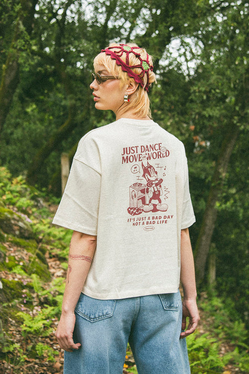 Camiseta Just Dance Cat Music Organic Cotton Ivory