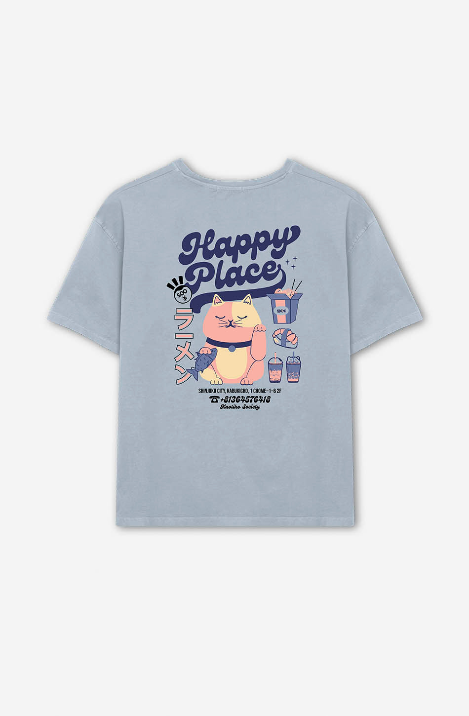 Camiseta Washed Happy Place Steel