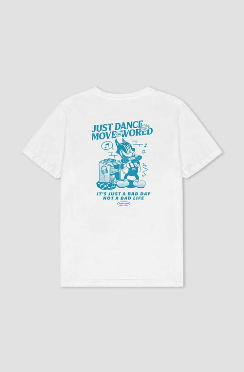 Washed Just Dance Cat Music White T-shirt