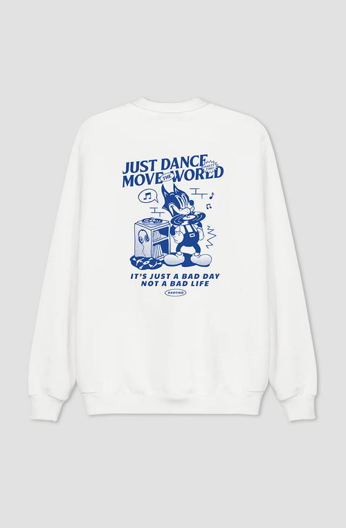 Sweatshirt Organic Cotton Just Dance Cat Music White