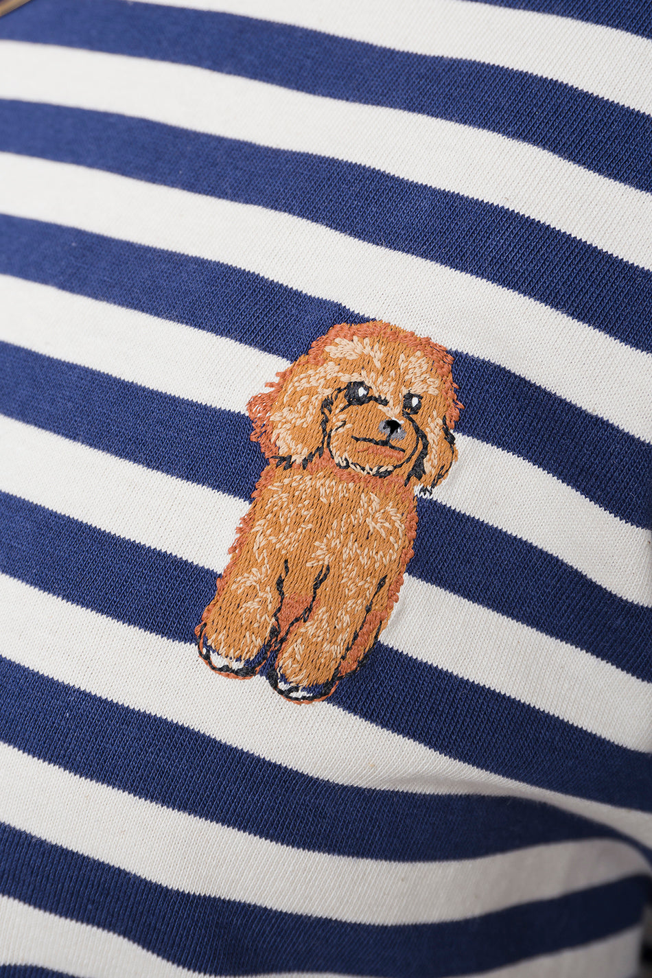 Navy Stripes Poodle T-Shirt