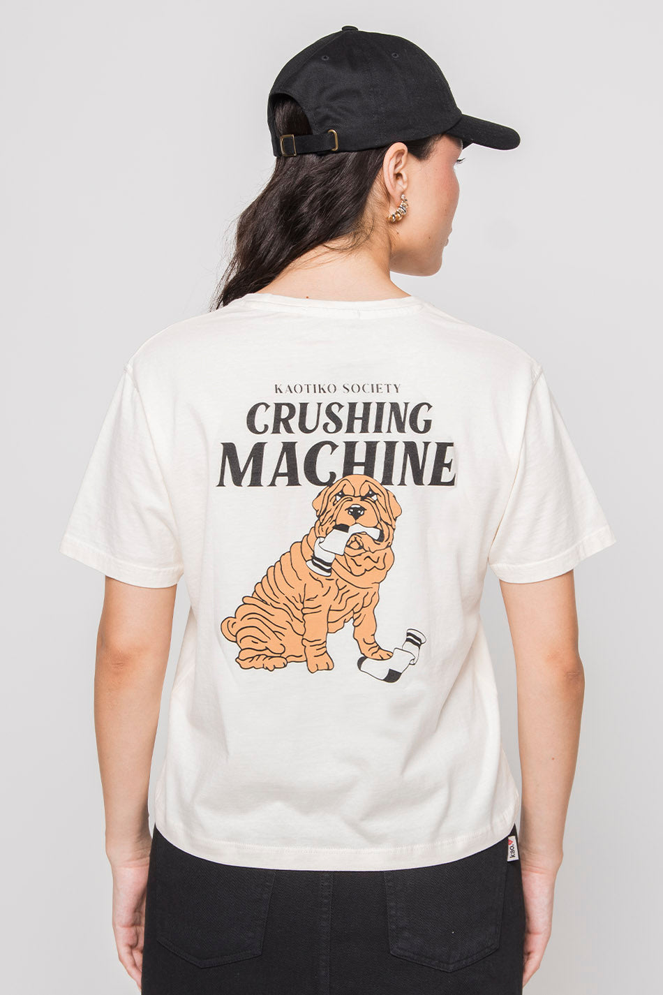 Washed Crushing Machine Ivory T-shirt