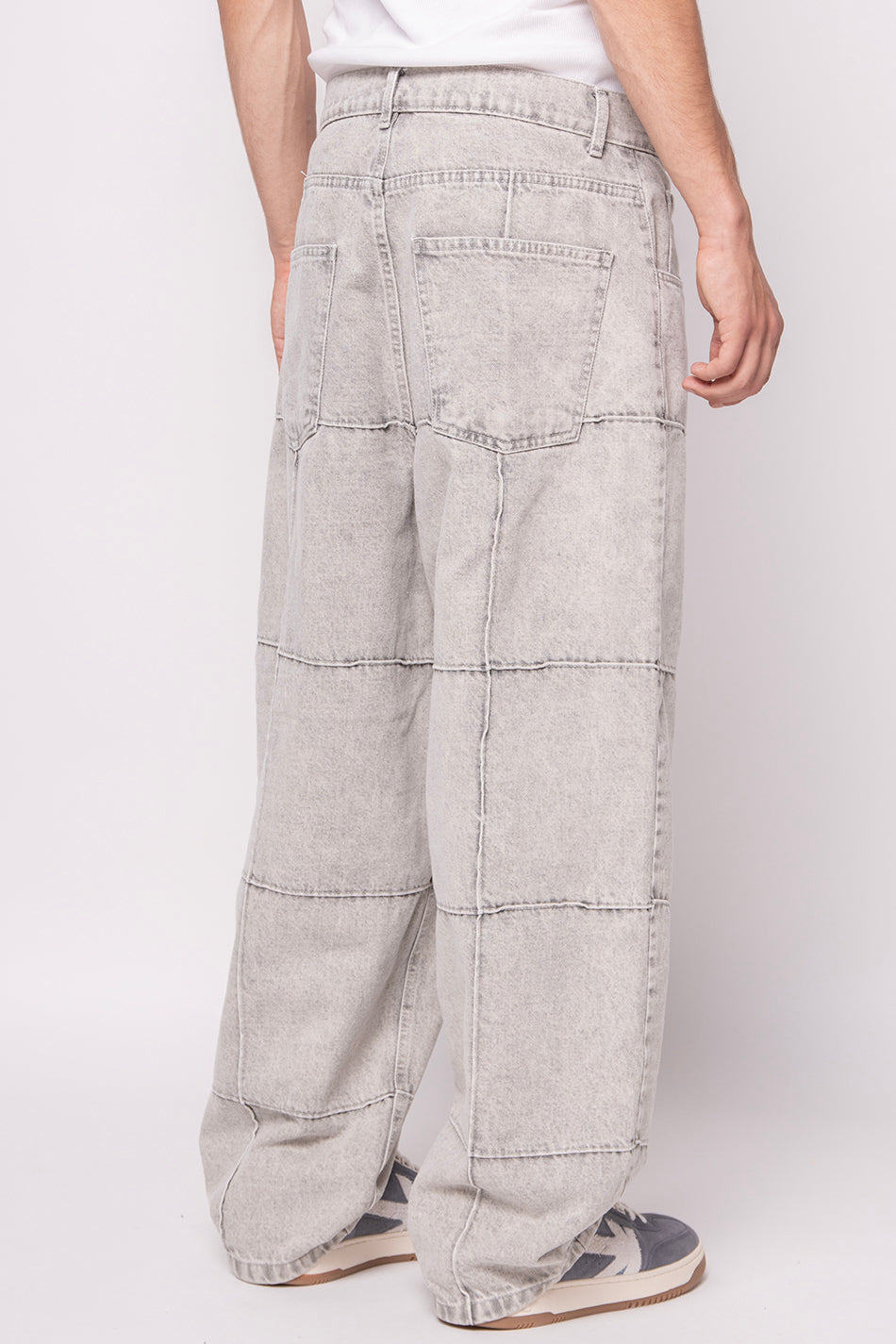 Washed Patched Pearl Gray Pants