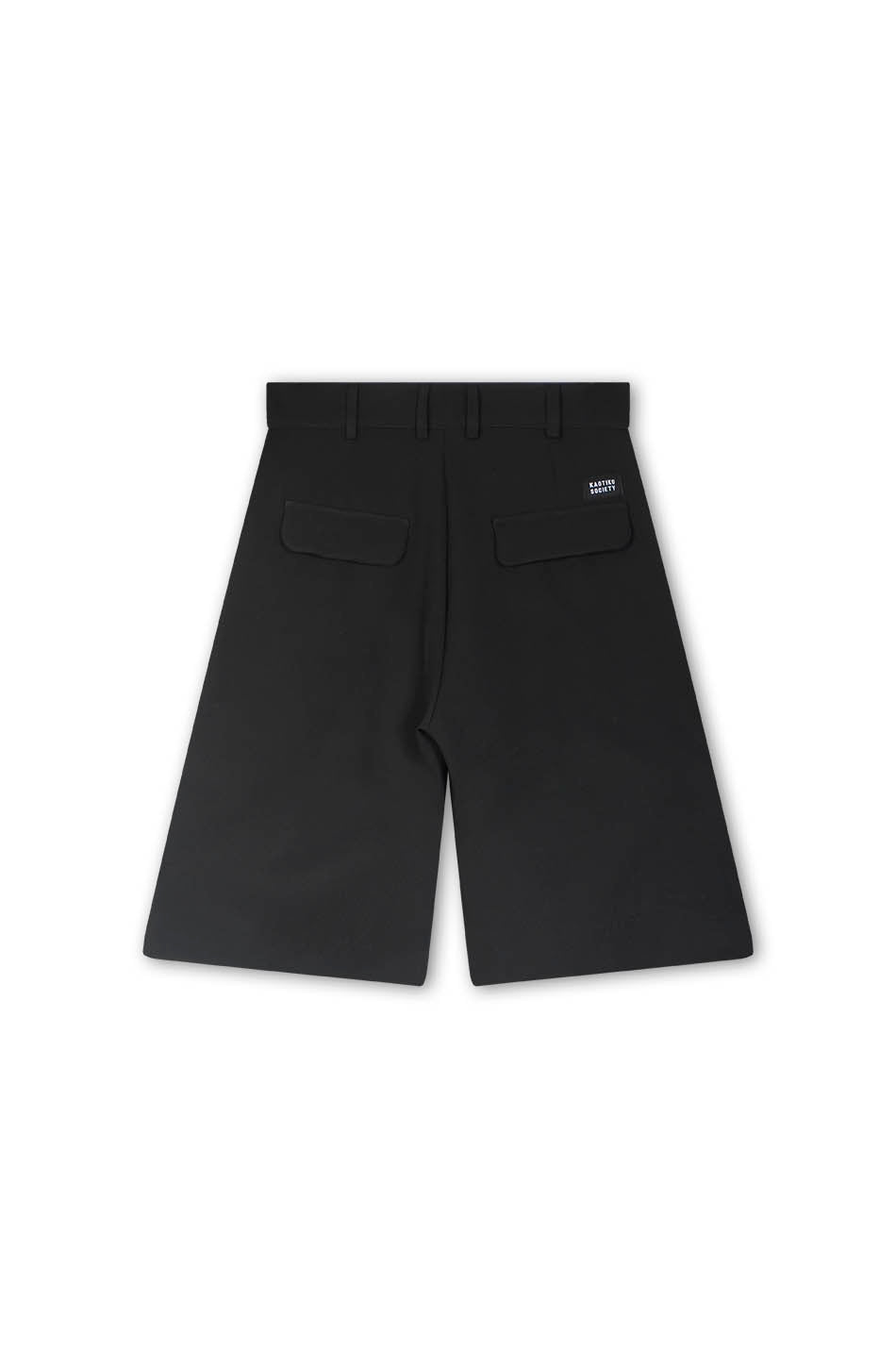 Black Wide Leg Pleated Bermuda Shorts