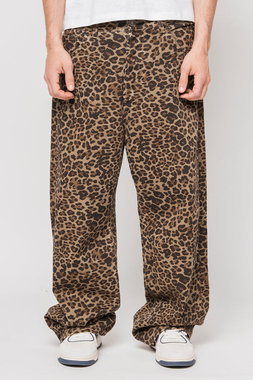 Pantalon Ample en Léopard Marron 