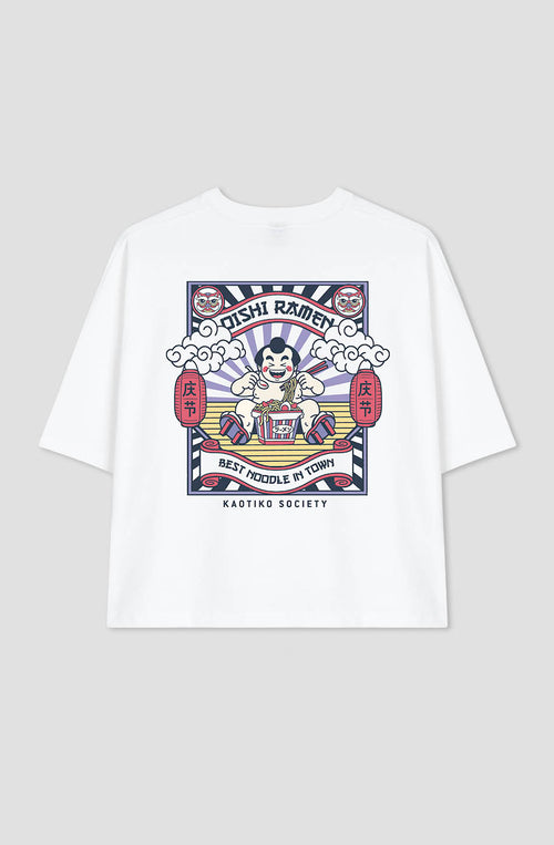 Weißes Oishi Ramen-T-Shirt aus Bio-Baumwolle