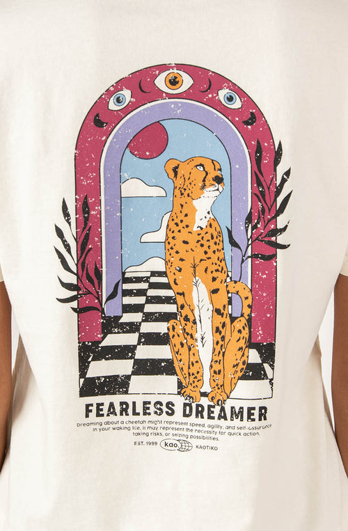 Gewaschenes Fearless Dreamer Elfenbein-T-Shirt