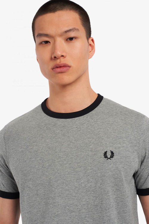 T-Shirt Fred Perry Ringer Grau / Schwarz