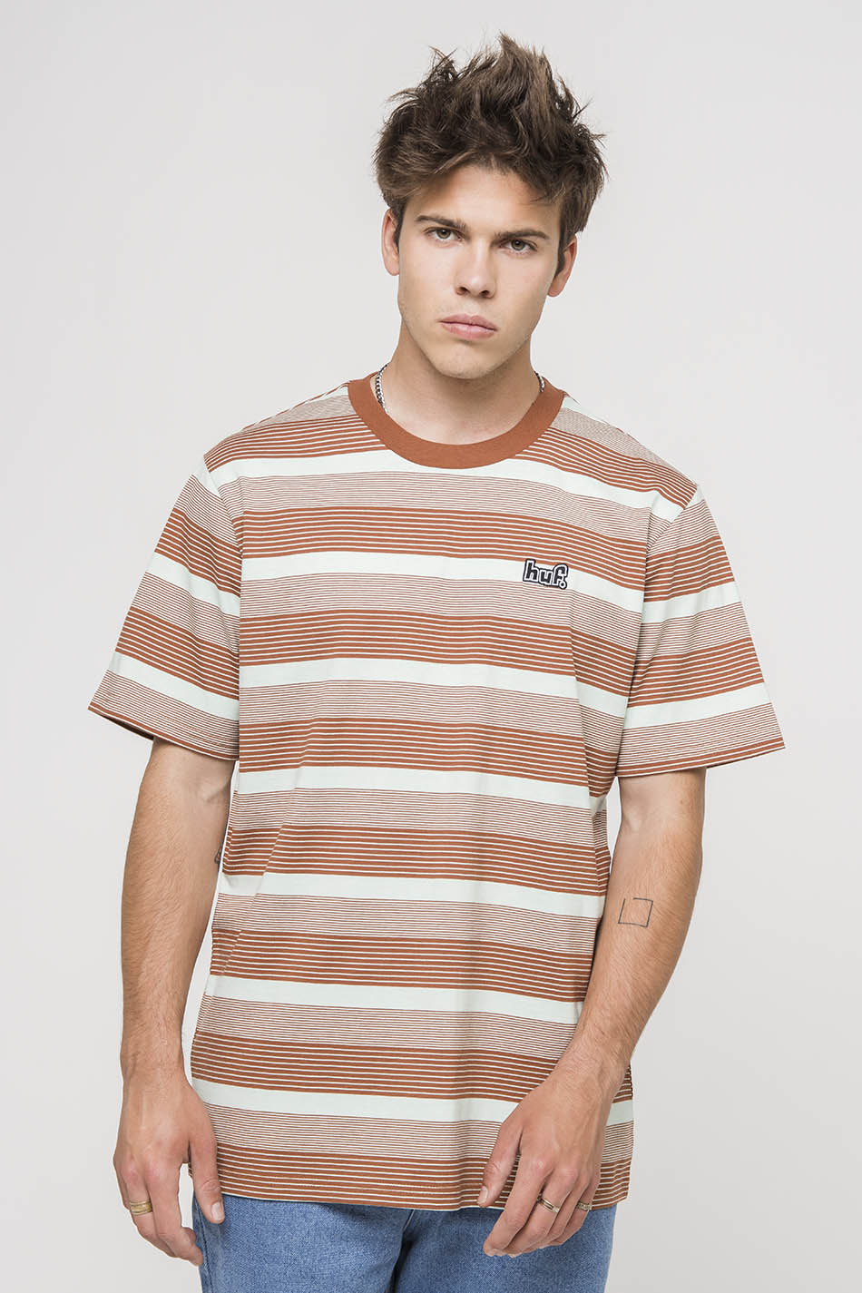 Huf with stripes Barkley Brown T-shirt