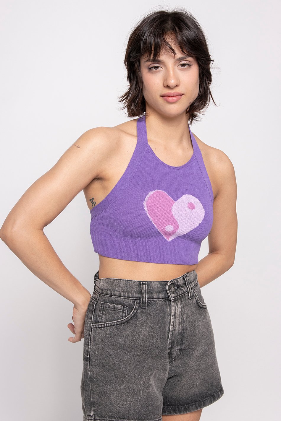 Purple Yin Yang Heart Top