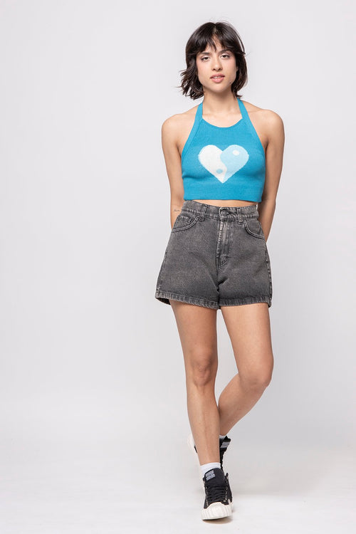 Blue Yin Yang Heart Top