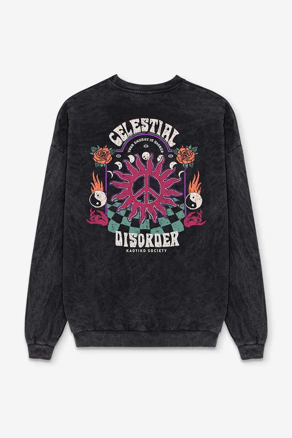 Black Celestial Disorder Washed Sweatshirt