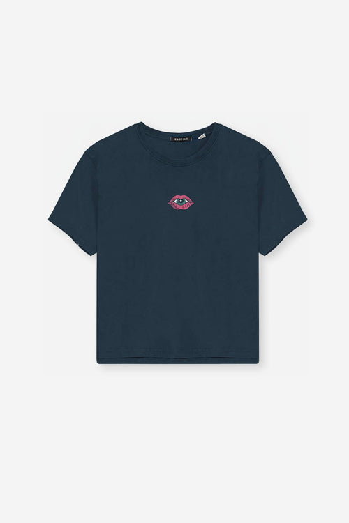 Navy Think Happy Washed T-Shirt