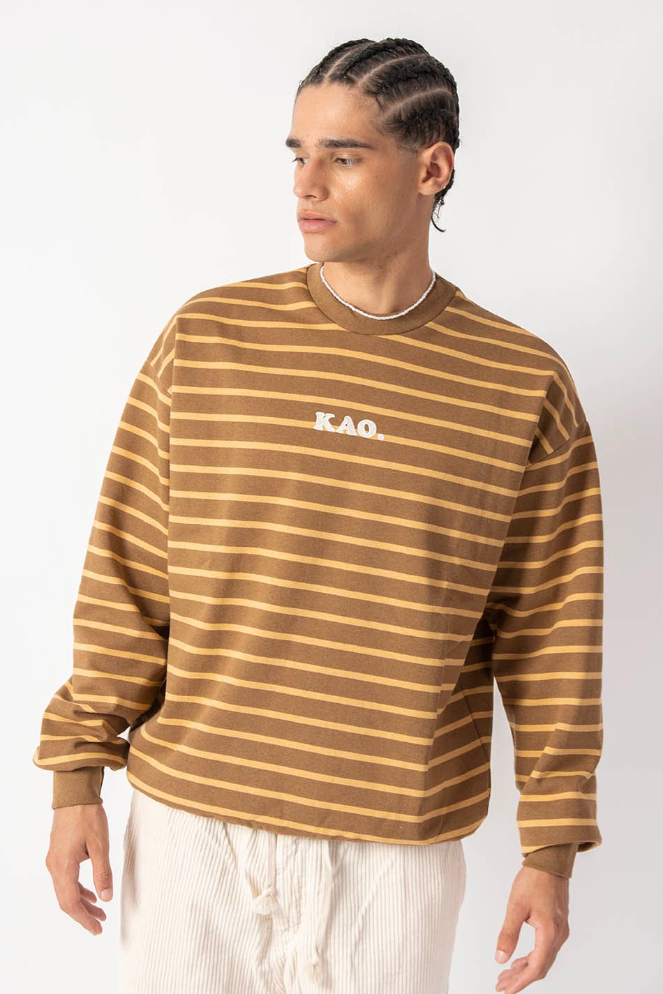 Kao Brown Striped Sweatshirt