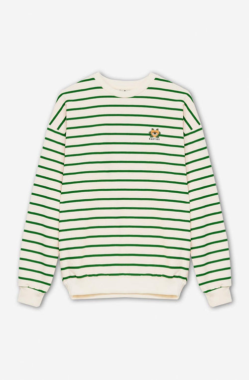 Sweatshirt Heart Stripes Green/ Ivory