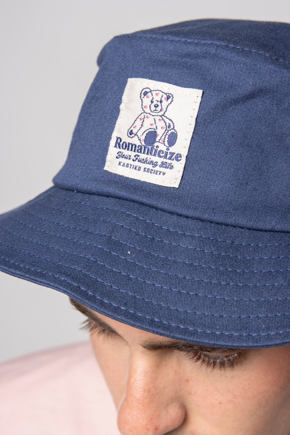 Navy Loving Bear Washed Bucket Hat