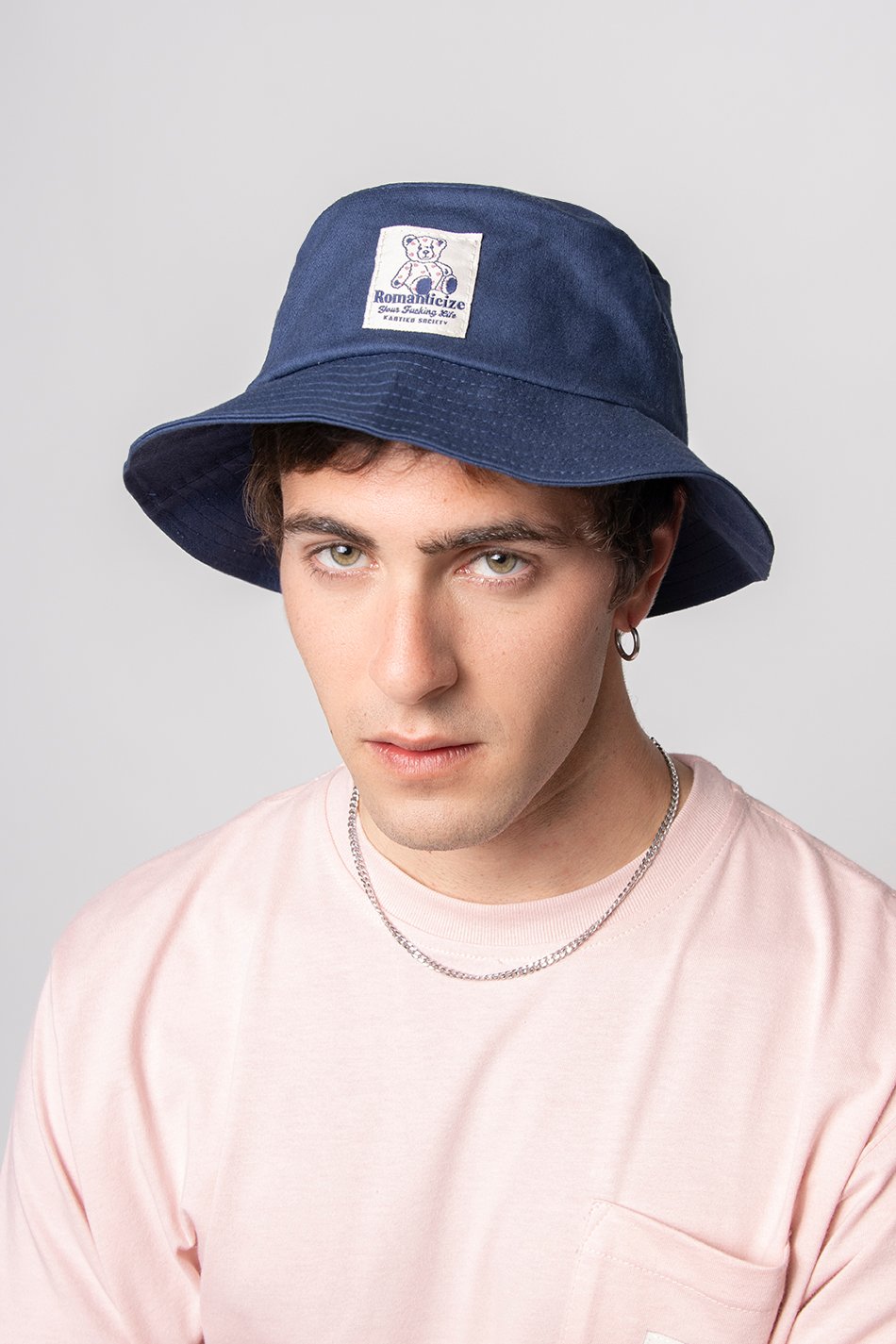 Navy Loving Bear Washed Bucket Hat