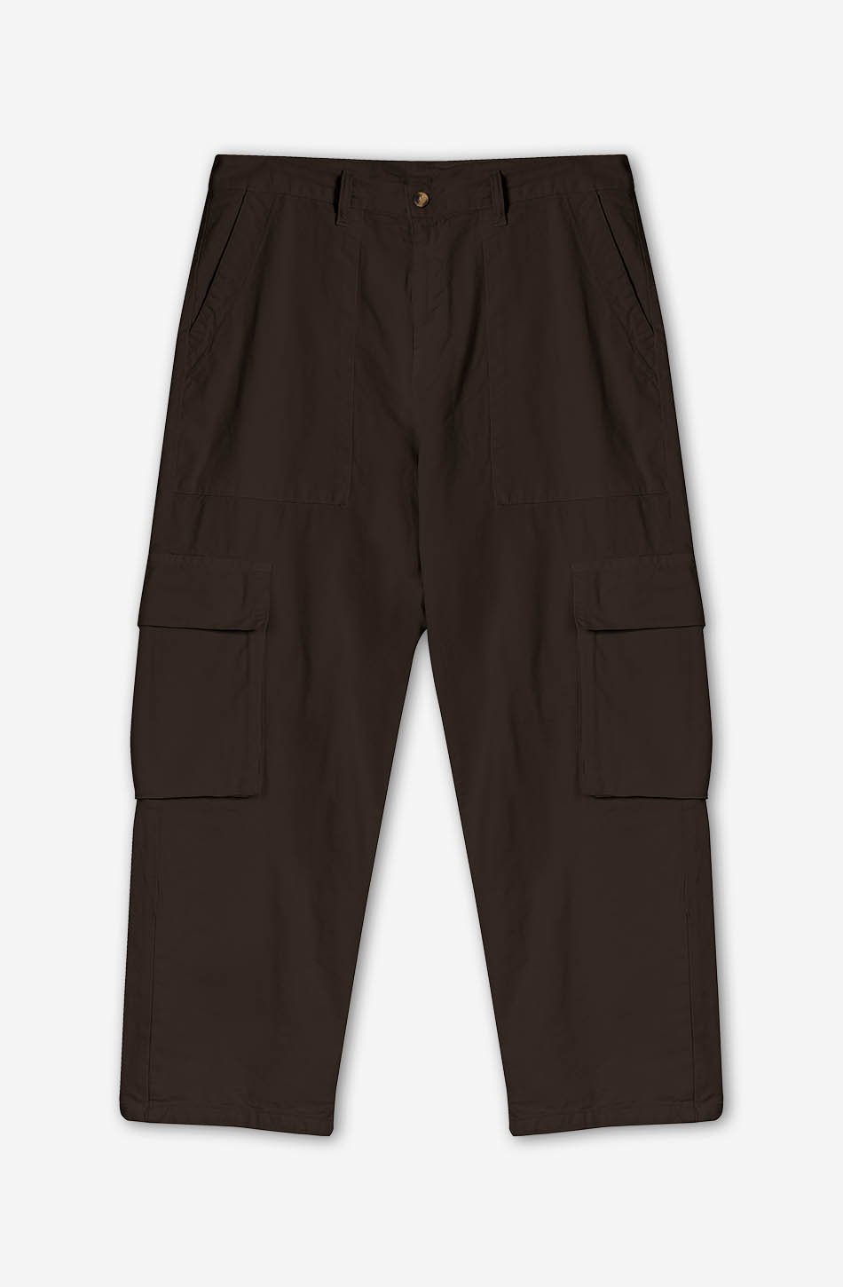 Relaxed Canvas Brown Cargo Trousers