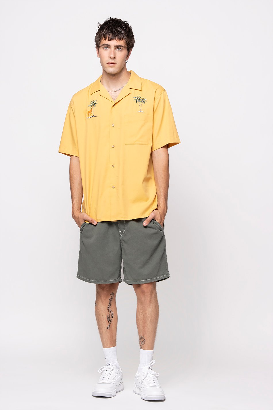 Mustard Palm Safari Shirt