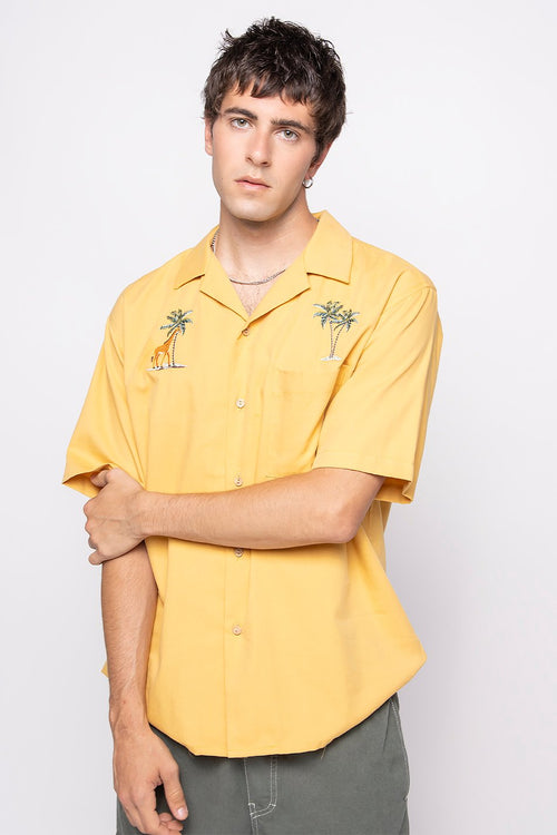 Mustard Palm Safari Shirt
