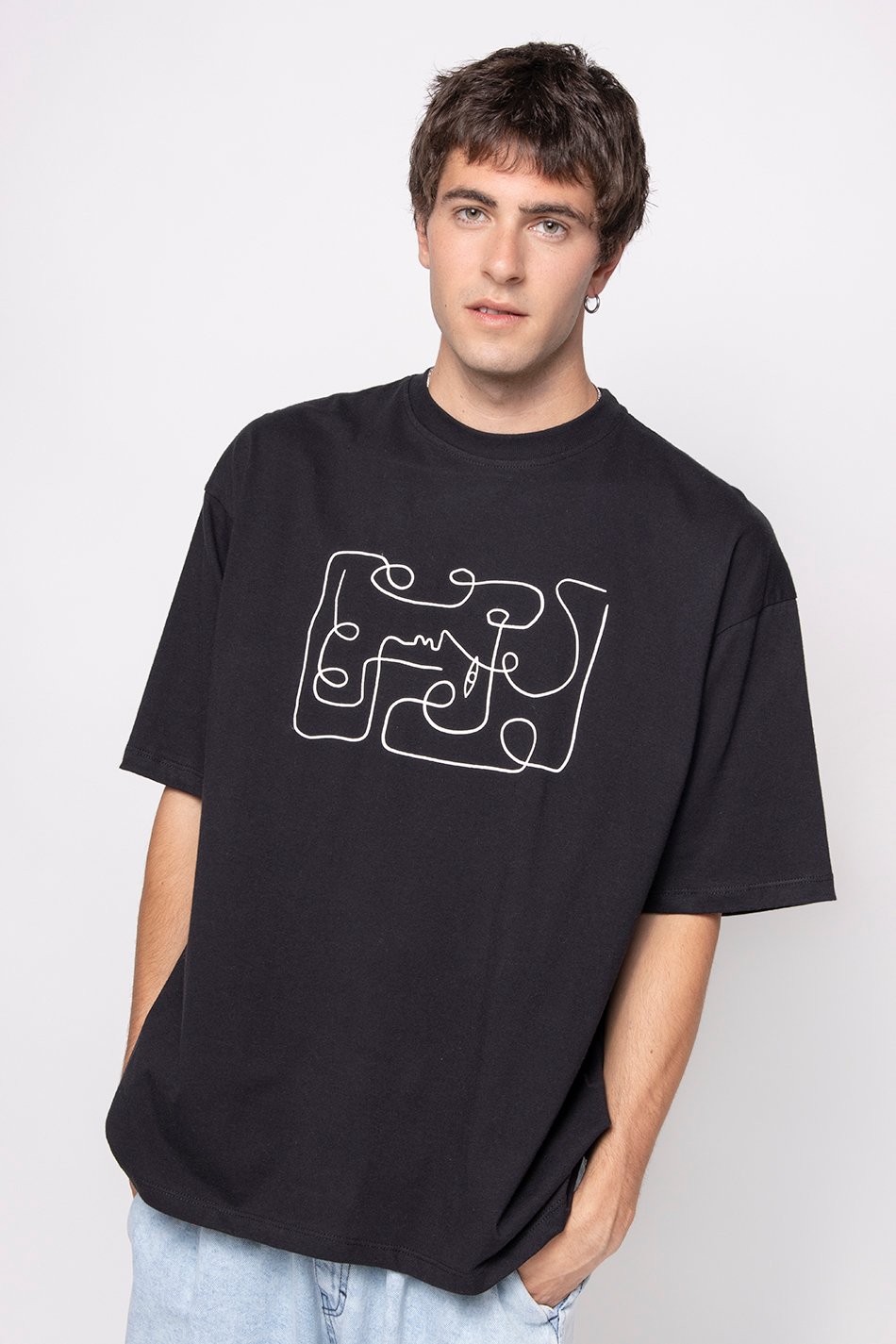 Black Abstract Face T-shirt